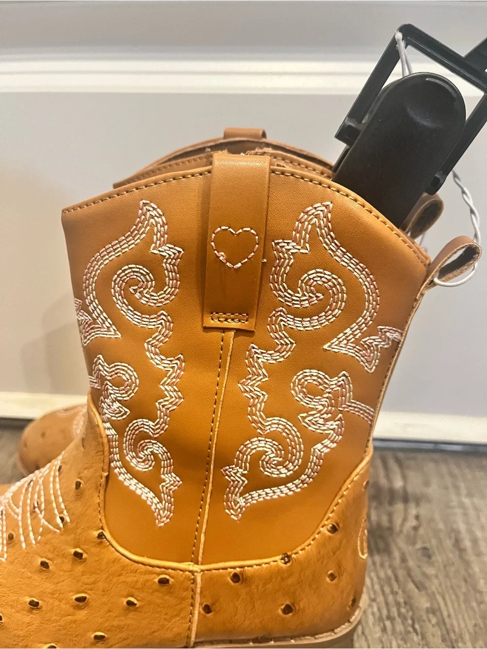 Pawz Youth Girl's Pull-on Brown Stitching Detail Western Cowboy Boots